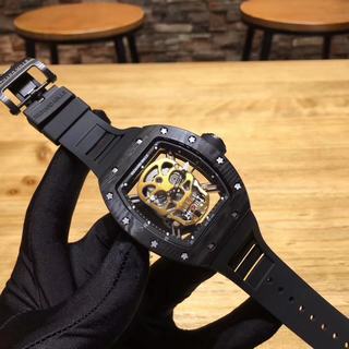 Replica Richard Mille RM052 Noob Factory 1:1 Best Edition, Black Forged Carbon, Yellow gold Skull Dial, Black Rubber Strap, M6T51 Automatic Movement