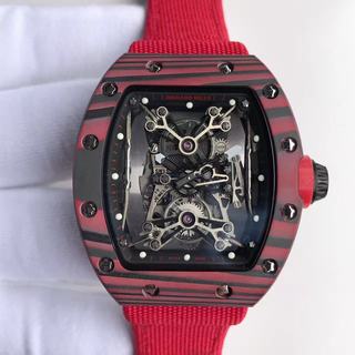 Replica Richard Mille RM50-27-01 NTPT Noob Factory KV 1:1 Best Edition, Red Forged Carbon, Black & Skeleton Dial, Red Nylon Strap, M9015 Automatic Movement