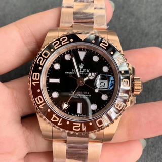 Replica Rolex GMT-Master II 126715CHNR GM Factory 1:1 Best Edition, 904L Stainless Steel Rose Gold, Black & Brown Ceramic Bezel, Black Dial, Rose Gold Bracelet, SWISS ETA 3186 Automatic Movement