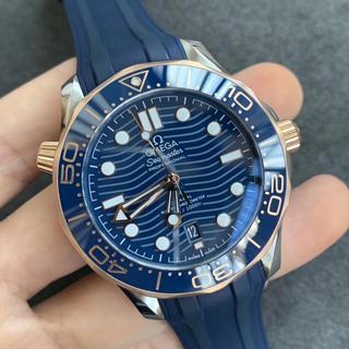 Replica Omega Seamaster Diver 300M 210.20.42.20.01.002 VS factory Best Edition, Stainless Steel, Ceramic On Rose Gold Bezel, Blue Dial, Blue Rubber &, SWISS Omega 8800 Automatic Movement