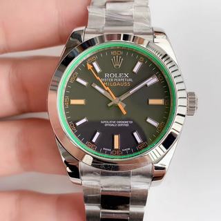 Replica Rolex Milgauss 116400 GV AR Factory 1:1 Green Sapphire Black Dial 316L stainless steel on SS Bracelet A2824