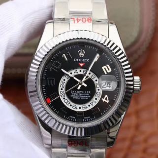 Replica Rolex Sky-Dweller 42mm 326933 Noob Factory 24 hour GMT Functions/70-hours power reserve Stainless Steel Black Dial Swiss 9001