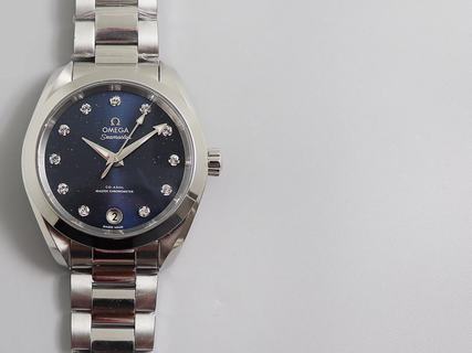 Replica Omega Seamaster Aqua Terra 150M Ladies 34MM 220.10.38.20.03.002 VS Factory 1:1 Best Edition, Stainless Steel, Blue Dial, Stainless Steel Bracelet, SWISS Omega 8500 Automatic Movement