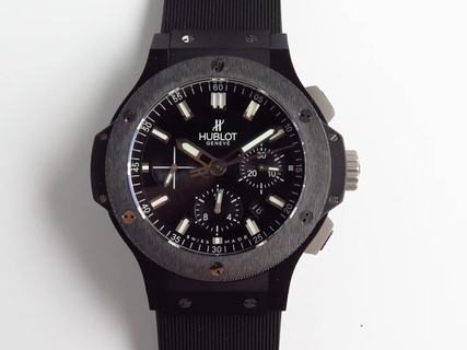 Replica Hublot Big Bang Black Magic 301.CI.1770.RX HBB V6 Factory 1:1 Best Edition, Chronograph, 44MM, Ceramic, Ceramic Bezel, Black Dial, Black Rubber Strap, SWISS HUB4100 Automatic Movement
