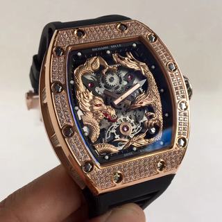 Replica Richard Mille RM57-01 Diamonds Jackie Chan Noob Factory KV 1:1 Best Edition, Rose Gold Dial, Black Rubber Strap, M9015 Automatic Movement