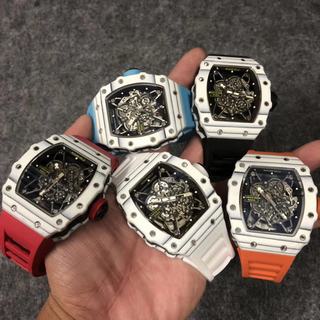 Replica Richard Mille RM35-02 Rafael Nadal Noob Factory KV 1:1 Best Edition, White Forged Carbon, Black Skeleton Dial, Orange Rubber Strap, M8215 Automatic Movement