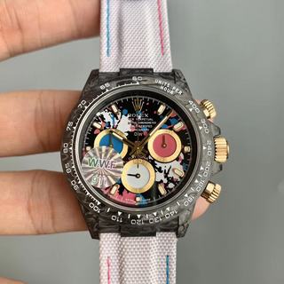Replica Rolex Daytona Cosmograph NTPT Carbon MOTLEY LADY By DIW Factory WWF 1:1 Best Edition, 40MM, Carbon Fiber, Multicolour Dial, Black Nylon Strap, SWISS ETA 7750 Automatic Movement