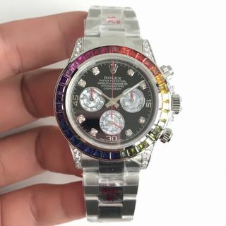 Replica Rolex Daytona Cosmograph Rainbow 116599RBOW Super 1:1 Best Edition, Chronograph, 904L Stainless Steel & Diamonds, Multicolour Diamond Bezel, Black Dial, 904L Stainless Steel Bracelet, SWISS Rolex 4130 Automatic Movement