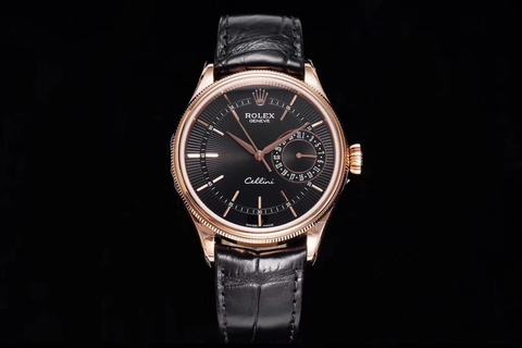 Replica Rolex Cellini Date 50515 GM Factory Rose Gold Black Dial Swiss 3165