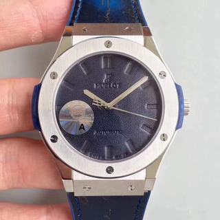 Replica Hublot Classic Fusion Berluti Scritto Limited Edition 511.NX.050B.VR.BER16 SR Factory V2 1:1 Best Edition, Stainless Steel, Blue Leather Dial, Blue Leather Strap, SWISS Hublot HUB1100 Automatic Movement