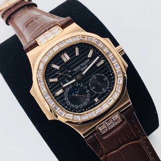 Replica Patek Philippe Nautilus Moonphase 5712G-001 PFF Factory 1:1 best edition,Rose gold Diamonds Black Dial Swiss 240 PS IRM C LU,All functions same as genuine