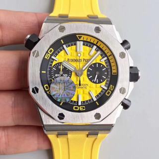 Replica Audemars Piguet Royal Oak Offshore Diver 26703st Chronograph Yellow JF Best Edition on Yellow Rubber Strap A3126