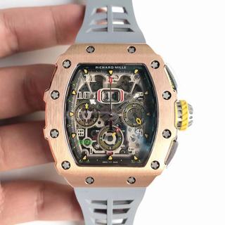 Replica Richard Mille RM011 RG Felipe Massa Chronograph KV Factory 1:1 Best Edition, Chronograph, Rose Gold, Black Skeleton Dial, Grey Rubber Strap, SWISS ETA 7750 Automatic Movement