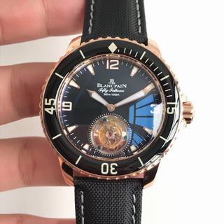 Replica Blancpain Fifty Fathoms Tourbillon ZF Factory 1:1 Best Edition, Rose gold Stainless Steel, Ceramic Bezel, Black Dial, Black Nylon Strap/Extra Black Nylon Strap, SWISS Tourbillon Automatic Movement