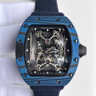 Replica Richard Mille RM50-27-01 NTPT Noob Factory KV 1:1 Best Edition, Blue Forged Carbon, Black & Skeleton Dial, Blue Nylon Strap, M9015 Automatic Movement