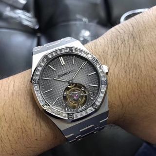 Replica Audemars Piguet Royal Oak Tourbillon Extra Thin 26516PT.ZZ.1220PT.01 R8 Factory 1:1 Best Edition, 41MM, Stainless Steel, Diamond Bezel, Anthracite Dial, Stainless Steel Bracelet, SWISS Audemars Piguet 2924 Manual Winding