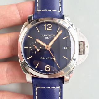 Replica Panerai Luminor 1950 3 Days GMT Acciaio PAM688 VS Factory V2 1:1 Best Edition, GMT, 42MM, Stainless Steel, Blue Dial, Blue Leather Strap, SWISS Panerai P9001 Automatic Movement
