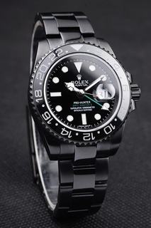 Swiss Rolex GMT Master II Pro-Hunter Black Steel Strap Black Dial