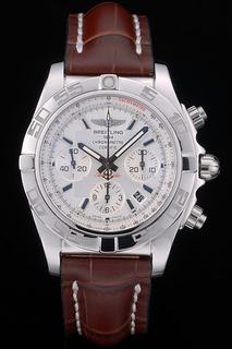Swiss made certifi Stainless Steel Bezel Brown Croco Leather Bracelet White Dial 80285
