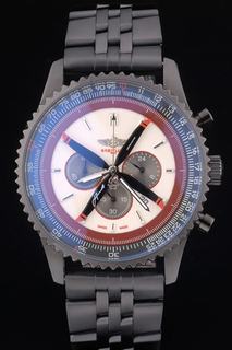 Breitling certifi Black Stainless Steel Strap Beige Dial Chronograph 80171