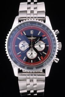 Breitling certifi Polished Silver Stainless Steel Strap Black Dial Chronograph 80173