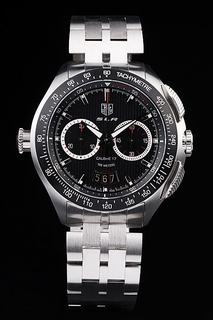 Tag Heuer SLR Swiss Tachymeter Bezel Stainless Steel Black Dial