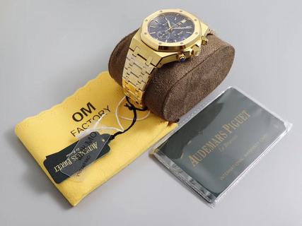 Replica Audemars Piguet Royal Oak Chronograph 26331 OM Factory 1:1 best edition, Yellow Gold Blue Dial Swiss 7750