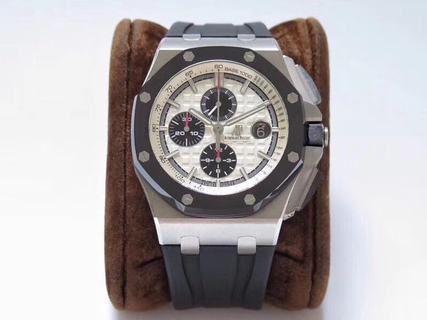 Replica Audemars Piguet Royal Oak Offshore 26400SO.OO.A002CA.01 Noob Factory JF V2 1:1 Best Edition, Stainless Steel, Ceramic Bezel, White Dial, Black Rubber Strap, SWISS Audemars Piguet 3126 Automatic Movement
