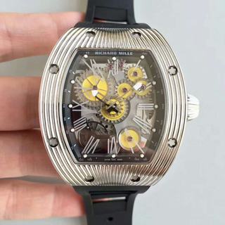 Replica Richard Mille RM018 Tourbillon Hommage A Boucheron Noob Factory 1:1 Best Edition, Stainless Steel, Yellow Skeleton Dial, Black Rubber Strap, M6T51 Automatic Movement