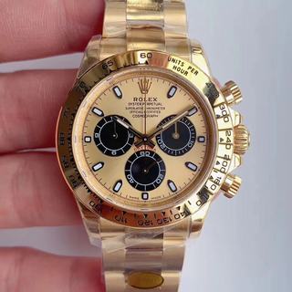 Replica Rolex Daytona Cosmograph 116508 Noob Factory V3 Yellow Gold Plated SS 904L Champagne Dial Swiss 4130 ,The best replica Rolex is made in Noob Factory