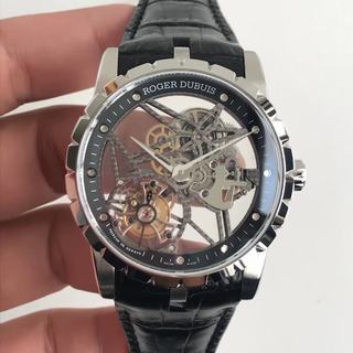 Replica Roger Dubuis Excalibur Skeleton Flying Tourbillon RDDBEX0393 BBR Factory BBR 1:1 Best Edition, Stainless Steel, Skeleton Dial, Black Leather Strap, SWISS Tourbillon Manual Winding