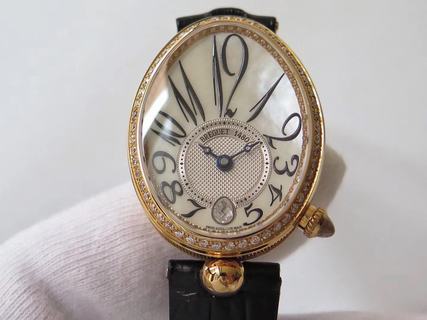 Replica Breguet Reine de Naples 8918BB/58/84 DOOD ZF Factory 1:1 Best Edition, Yellow Gold, Diamond Bezel, Mother Of Pearl Dial, Black Leather Strap, SWISS Breguet Caliber 537/3 Automatic movement