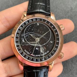 Replica Patek Philippe Grand Complications Sky Moon Celestial 6102R Seiko Factory V2 1:1 best edition ,Black Leather Rose Gold Black Dial Swiss 240 LU CL C