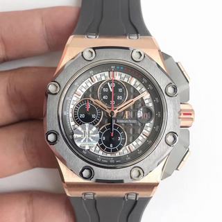 Replica Audemars Piguet Royal Oak Offshore 44mm Rose Gold Cermet Bezel Michael Schumacher 1:1 JF Best Edition A3126 (Free XS Strap) V2 w/ Cyclops