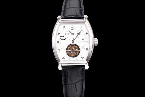 Replica Vacheron Constantin Malte P88172/000R-X0001 Tourbillon Tonneau Regulator 1:1 Best Edition, Power Reserve, White Dial, Black Leather Strap, SWISS Real Tourbillon Manual Winding