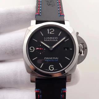 Replica Panerai Luminor Marina 1950 PAM727 Americas Cup 2017 ZF Factory 1:1 Best Edition, 44MM, Stainless Steel, Black Dial, Black Leather Strap, SWISS Panerai P9010 Automatic Movement