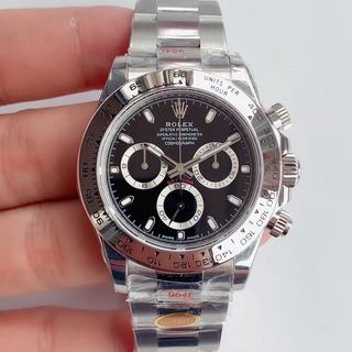 Replica Rolex Daytona Cosmograph 116520 Noob Factory V3 SS 904L Black Dial Swiss 4130 Run 6@SEC