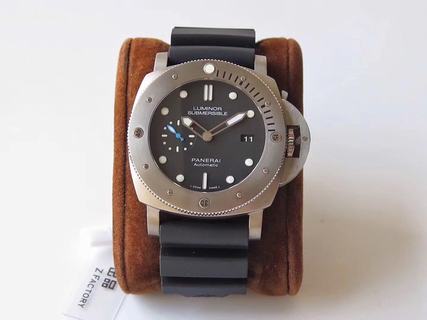 Replica Panerai Luminor Submersible 1950 3 Days Automatic PAM 1305 ZF Factory 1:1 Best Edition, Titanium, Black Dial, Black Rubber Strap, SWISS Panerai P9010 Automatic Movement