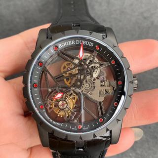 Replica Roger Dubuis Excalibur Skeleton Flying Tourbillon RDDBEX0393 BBR Factory 1:1 Best Edition, Ceramic, Skeleton Dial, Black Leather Strap, SWISS Tourbillon Manual Winding