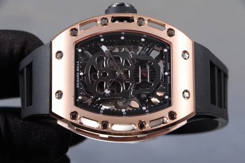 Replica Richard Mille RM052 Seiko Factory 1:1 Best Edition,314L Stainless Steel , Skeleton Rose gold Skull Dial, Black Rubber Strap, SWISS Tourbillon Manual Winding