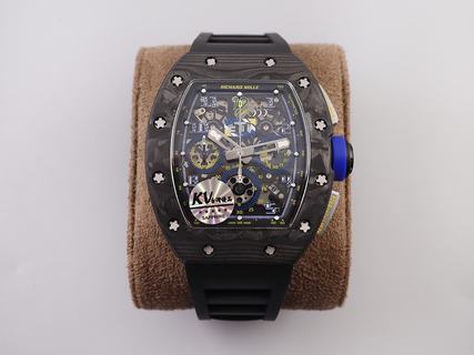 Replica Richard Mille RM011 NTPT Chrono Felipe Massa KV Factory V2 Latest Maximum version Forged Carbon Black Dial Swiss 7750 