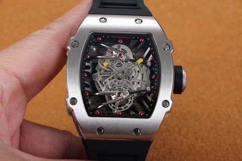 Replica Richard Mille RM27-02 Noob Factory KV 1:1 Best Edition, Stainless Steel, Black & Skeleton Dial, Black Rubber Strap, M9015 Automatic Movement