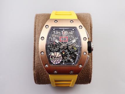 Replica Richard Mille RM011 Chrono KV Factory V3 Latest Maximum version Rose Gold with Black Dial Swiss 7750