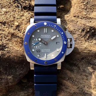 Replica Panerai Luminor Marina Submersible PAM959 SIHH2019 VS Factory 1:1 Best Edition, Stainless Steel, Blue Ceramic Bezel, Grey Textured Dial, Blue Rubber Strap, SWISS Panerai OP XXXIV Automatic Movement