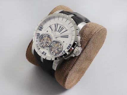 Replica Roger Dubuis Excalibur Double Flying Tourbillon RDDBEX0249 BBR Factory 1:1 best edition,Stainless Steel Silver Dial Swiss RD01