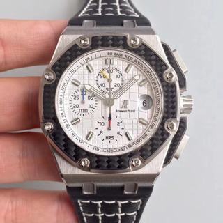 Replica Audemars Piguet Royal Oak Offshore Juan Pablo Montoya LE26030IO JF 1:1 Best Edition White Dial on Black Leather Strap A2226
