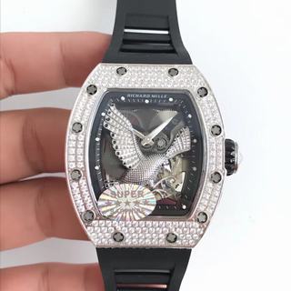 Replica Richard Mille RM023 Noob Factory KV 1:1 Best Edition, Stainless Steel & Diamonds, Diamond Bezel, Diamond Eagle Skeleton Dial, Black Rubber Strap, M8215 Automatic Movement