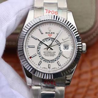 Replica Rolex Sky-Dweller 42mm 326933 Noob Factory 24 hour GMT Functions/70-hours power reserve Stainless Steel White Dial Swiss 9001