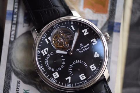 Replica Blancpain Villeret Tourbillon 8 Days 6025-3642-55B JB Factory 1:1 Best Edition, Power Reserve, Black Dial, Black Leather Strap, SWISS Tourbillon Automatic Movement