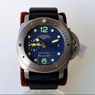 Replica Panerai Luminor Submersible 1950 3 Days GMT Special Edition Pole2Pole PAM719 VS Factory V2 1:1 Best Edition, GMT, 47MM, Titanium, Blue Dial, Black Rubber Strap , SWISS Panerai P9001 Automatic Movement